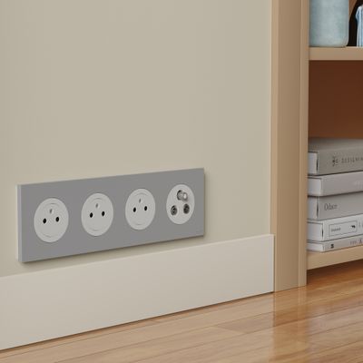 Plaque de finition 4 postes Odace 2025 gris galet - SCHNEIDER ELECTRIC