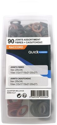 Assortiment de 90 joints fibres + caoutchouc QUICK PLOMBERIE