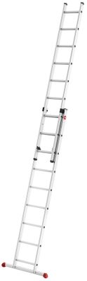 Echelle coulissante à main 2 plans 2 x 9 échelons 2,55 / 4,09 m ProfiStep Duo avec base rapportée aluminium - HAILO