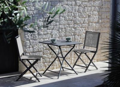 Table de jardin pliante GUERIDON aluminium graphite 70 x 70 cm, Livraison à domicile incluse - PROLOISIRS