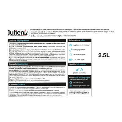 Peinture acrylique Blanc Couvrant mat 2,5 L - JULIEN