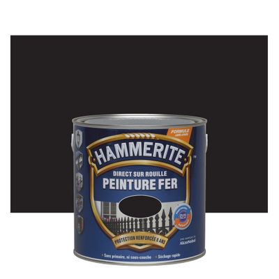 Peinture fer extérieur direct sur rouille finition martelé noir 2,5 L - HAMMERITE