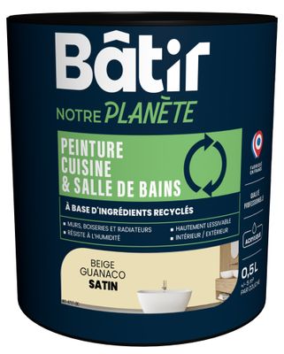 Peinture cuisine et bain satin beige guanaco 0,5 L - BATIR NOTRE PLANETE