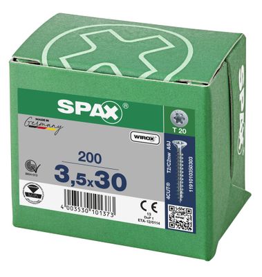Vis tête fraisée T-star 3,5 x 30 mm par 200 SPAX