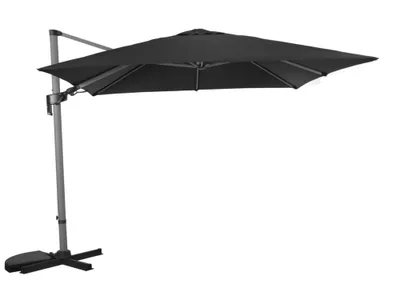 Parasol déporté 3x3 m gris avec mat imitation bois orientable inclinable à manivelle PROLOIRS Livraison à domicile incluse