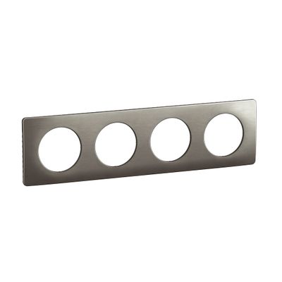 Plaque de finition 4 postes Acier satiné - Céliane LEGRAND
