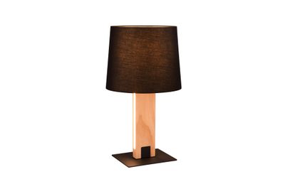 Lampe à poser E27 Rahul noir et bois  40W - TRIO