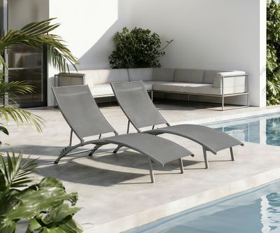 Bain de soleil acier gris et textilène gris