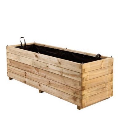 Bac à fleurs rectangulaire en bois traité 150 x 50 x 50 cm - OLG