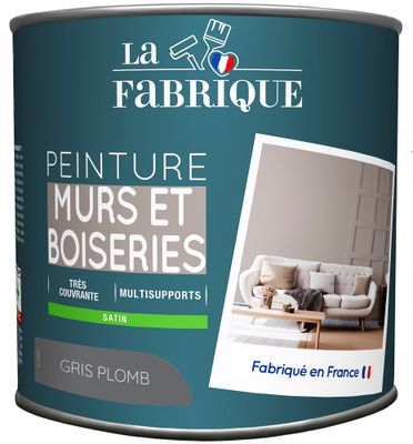 Peinture mur et boiserie Gris Plomb satin 0,5 L - LA FABRIQUE