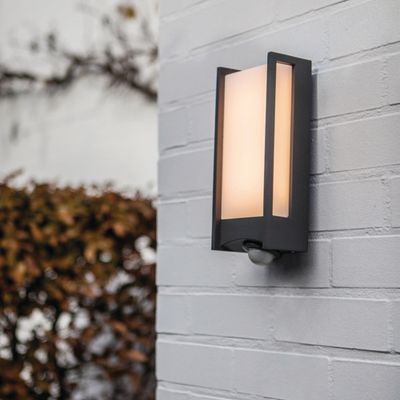 Applique extérieur LED détecteur de mouvements Qubo gris IP54 800 lumens blanc chaud - COREP