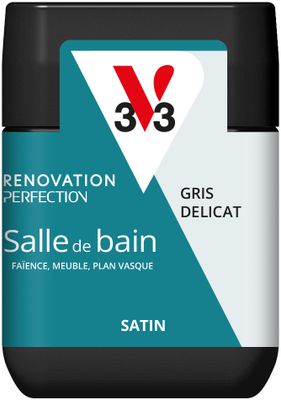 Peinture de rénovation pour salle de bain gris délicat finition satinée 75 ml - V33