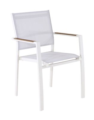 Fauteuil de jardin empilable GAMES aluminium crème chêne - GRANDSOLEIL