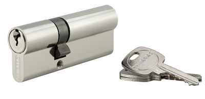 Cylindre de serrure double entrée 30 x 50 mm STD nickelé 3 clés THIRARD