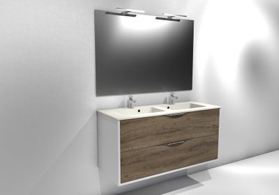 Meuble de salle de bains Frenchart 2 portes 120 x 56 x 47 cm panneau de particules blanc et pitaya - CONCILIO