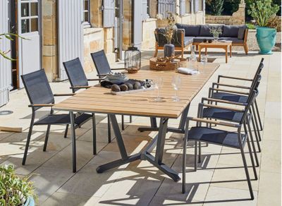 Fauteuil de jardin GAMES aluminium détails effet bois noir - PROLOISIRS