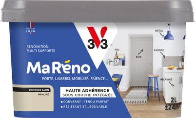 Peinture de rénovation multi- V33supports MaRéno praliné finition satinée 2 L - V33