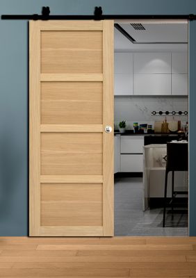 Porte coulissante 4 panneaux placage chêne largeur 83 cm SMIS