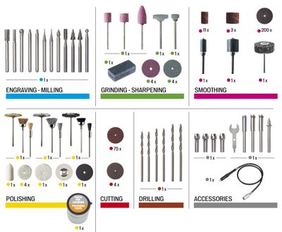 Outils de maquettisme 135 W avec 357 accessoires PG139T - PG TOOLS