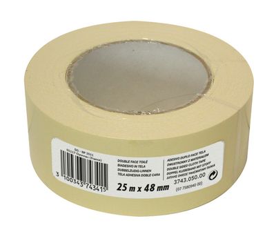 Adhésif double-face toile standard pour sols irréguliers 25 m x 48 mm