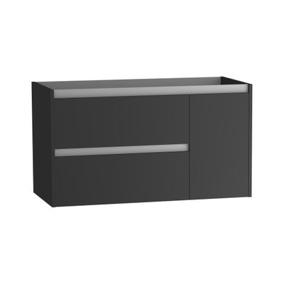 Caisson de salle de bains Thana 2 tiroirs 1 porte L100 x H55 x P45 cm panneau de particules anthracite mat