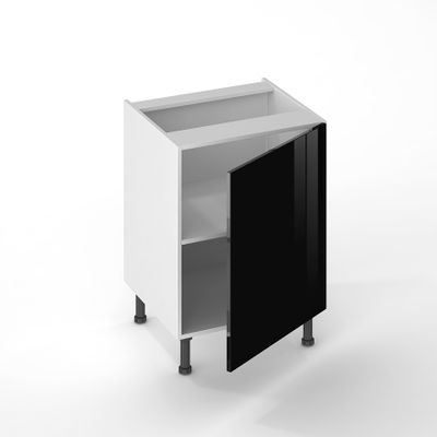Porte pour meuble de cuisine Cristal noir brillant 70 x 60 cm OFITRES