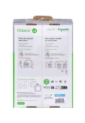 5 prises affleurantes 2 pôles + terre complètes blanc - Odace 2011 SCHNEIDER ELECTRIC