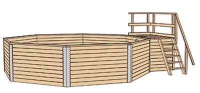 Piscine en bois massif octogonale 593 B T.2 WEKA