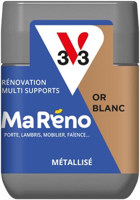 Peinture de rénovation multi- V33supports MaRéno or blanc finition métallisée 75 mL - V33