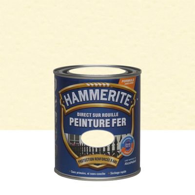 Peinture fer extérieur direct sur rouille martelé blanc brume 0,75 L - HAMMERITE