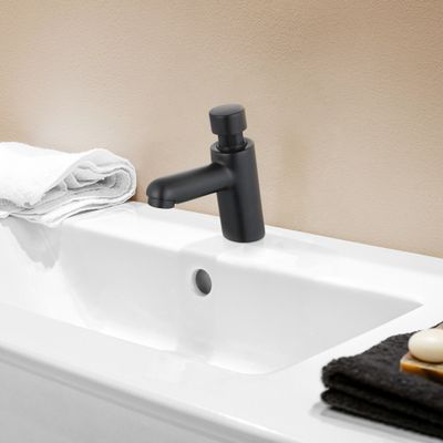 Robinet de lave-main noir temporisé réglable - EDOUARD ROUSSEAU