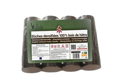 Bûches compressées 100% hêtre 10 kg VALBOIS