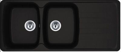 Evier de cuisine fragranit noir onyx 116x50 cm 2 bacs 1 egouttoir Azur - FRANKE