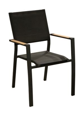 Fauteuil de jardin GAMES aluminium détails effet bois noir - PROLOISIRS