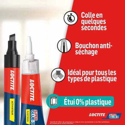 Colles de réparation Super Glue-3 Tous Plastiques tube 2 g + Stylo 4 ml - LOCTITE