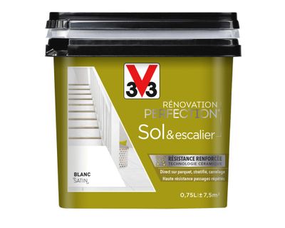 Peinture de rénovation sol et escalier finition satinée blanc 0,75 L - V33