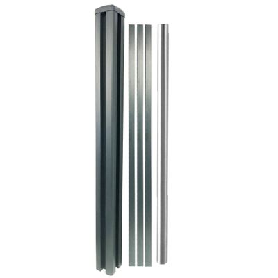 Poteau de clôture P-MEX avec renfort gris anthacite H 1,85 m - Kit complet prêt à poser - MOREY