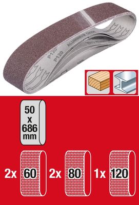 Bandes à poncer 50 x 686 mm par 5 KWB