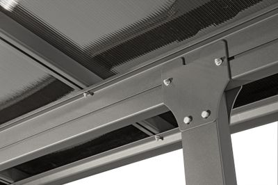 Toit terrasse en aluminium et en polycarbonate anthracite TT 3042 AL 12,83 m², Livraison à domicile incluse - HABRITA