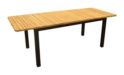 Table de jardin retangulaire BALITO en aluminium et acacia 160/220x90x74 cm PROLOISIRS