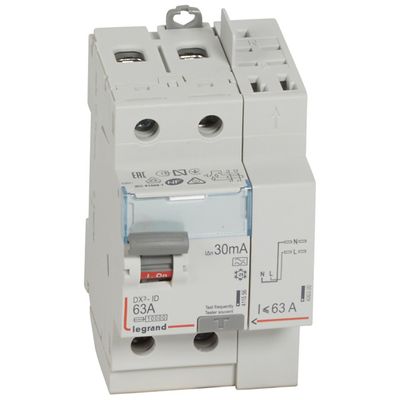 Interrupteur différentiel type A 63A 30mA 2 pôles bornes à vis/automatiques - DX3 LEGRAND
