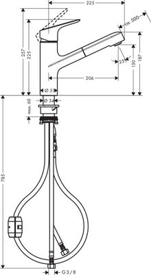Mitigeur cuisine avec douchette chromé HANSGROHE