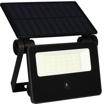 Projecteur extérieur LED solaire + détecteur de mouvements Circus noir IP44 1500 lumens blanc neutre - ARLUX