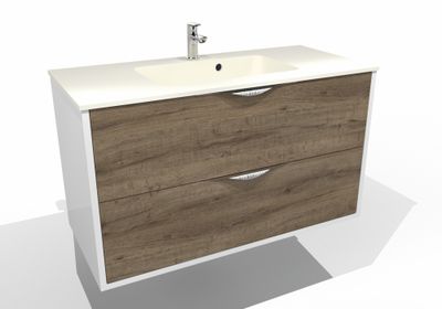 Meuble de salle de bains Frenchart 2 portes L100 x H56 x P47 cm panneau de particules blanc et pitaya - CONCILIO