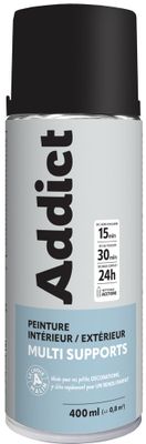 Bombe de peinture multi supports noir mat éco 400 mL - ADDICT