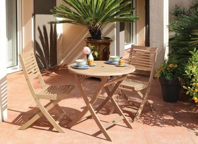 Table de jardin pliante SOPHIE acacia 73 x 80 cm, Livraison à domicile incluse - PROLOISIRS