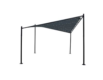 Tonnelle Belle de nuit avec voile LED gris anthracite 3,5 m x 3,5 m JARDILINE