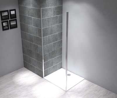 Paroi de douche latérale fixe 90x195 cm profilé chrome verre transparent 6 mm Serenity - OCEA
