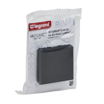Interrupteur va-et-vient encastrable avec voyant/témoin lumineux 2 modules Noir - Mosaic LEGRAND