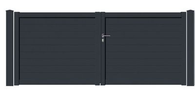 Portail battant Balthazar alu ouverture droite poussant 3m x 1m51 gris COFRECO